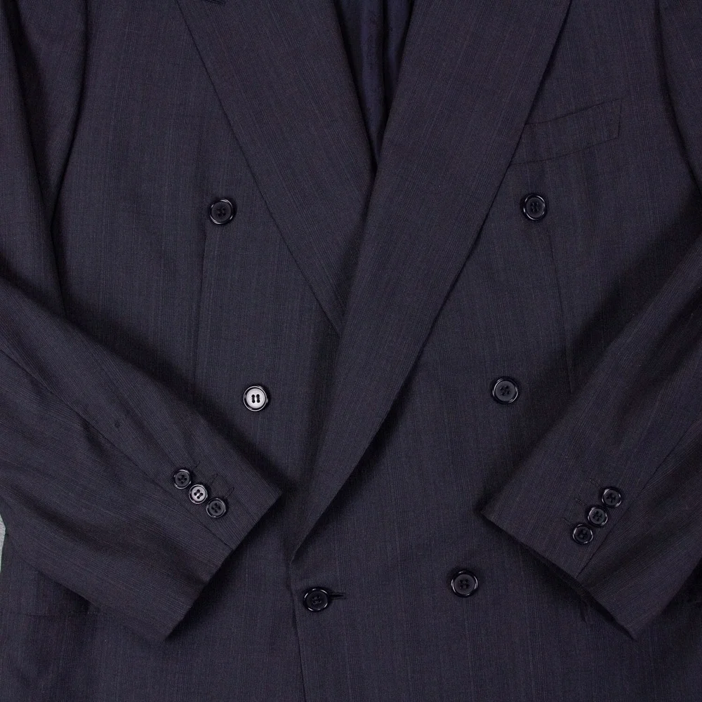 VTG Brioni Mens‎ 44R Double Breasted Wool Suit Jacket Blazer Gray Made in Italy
